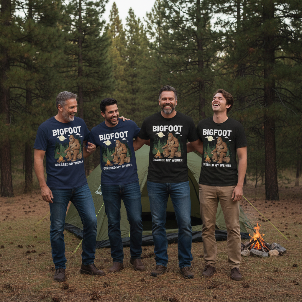 Bigfoot Campfire Tee – He Was Here