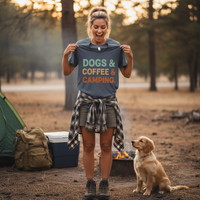Load image into Gallery viewer, Dogs Coffee &amp; Camping T-Shirt – Soft, Cotton Tee